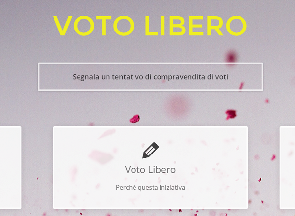 home page del sito voto libero contro compravendita del voto