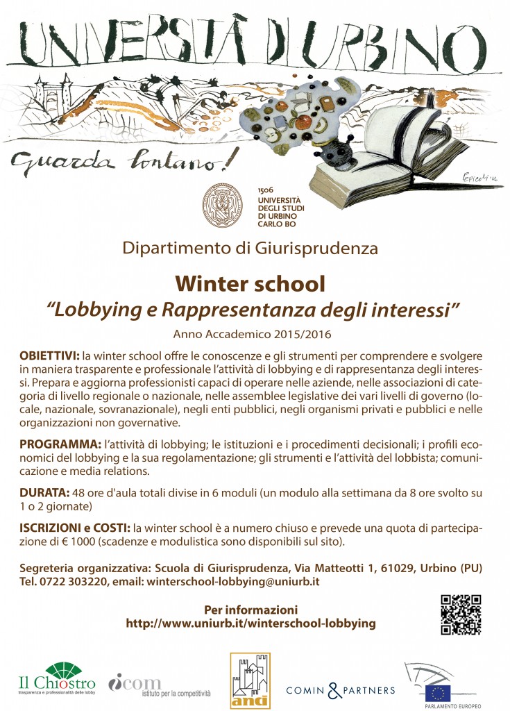 Locandina WInter School "Lobbying e Rappresentanza degli interessi"