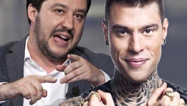 collage salvini fedez di fianco