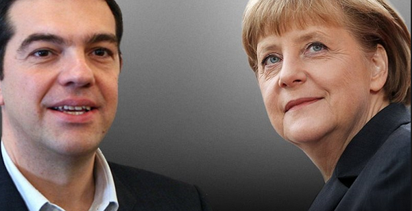 sulla sinistra tsipras e sulla destra angela merkel