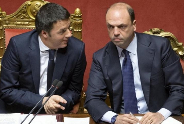 il premier e il ministro dell'interno angelino alfano in transatlantico