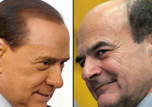 a sinistra silvio berlusconi e a destra pierluigi bersani