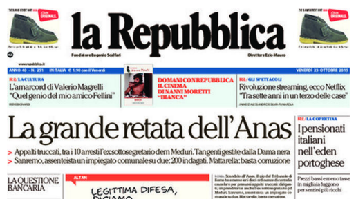 prime pagine, rassegna stampa politica, 23 ottobre 2015