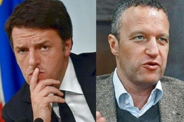 a sinistra renzi con l'indice sul visto e a destra flavio tosi