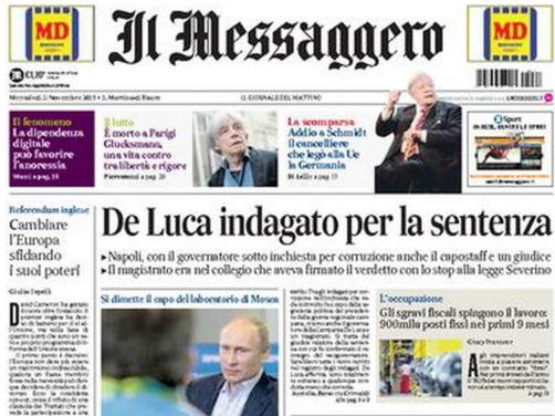 prime pagine, rassegna stampa, politica, 11 novembre 2015