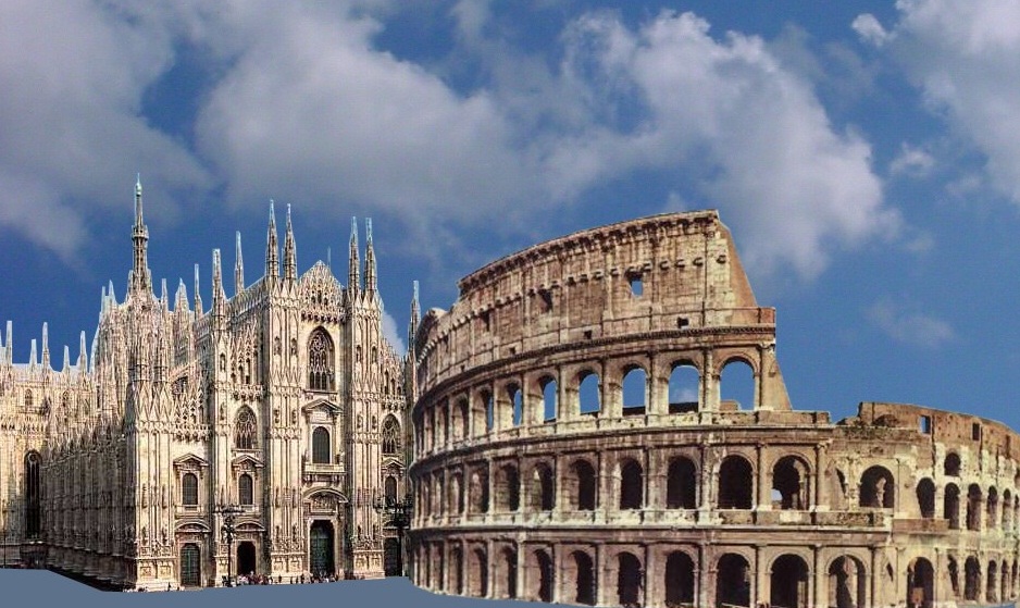 sondaggi elezioni Milano e Roma, immagine del Colosseo e del Duomo di Milano