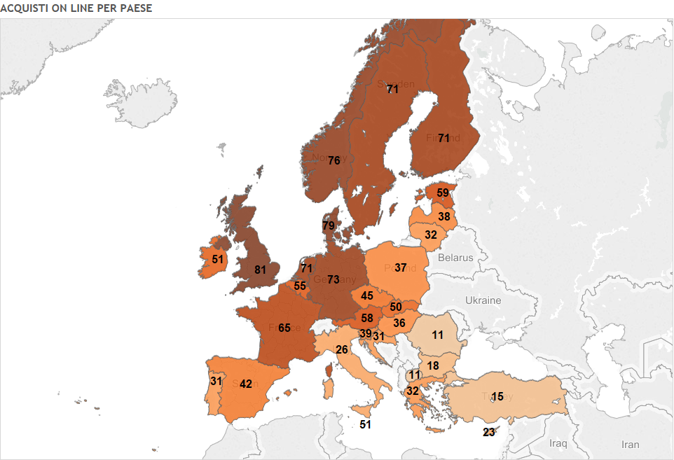 ACQUISTI ON LINE, mappa dell'Europa