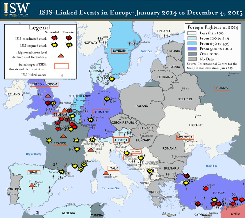 ISIS e terrorismo, mappa dell'Europa