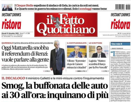 rassegna stampa, politica, 31 dicembre 2015, fatto quotidiano