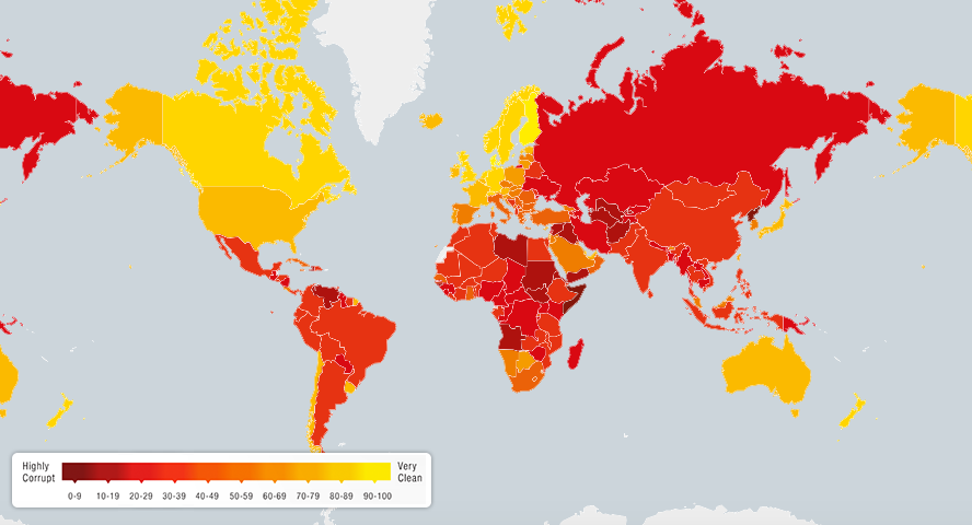 corruzione, paesi più corrotti, corruption perceptions index