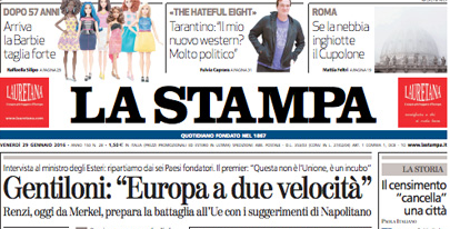 rassegna stampa, politica, 29 gennaio 2016,