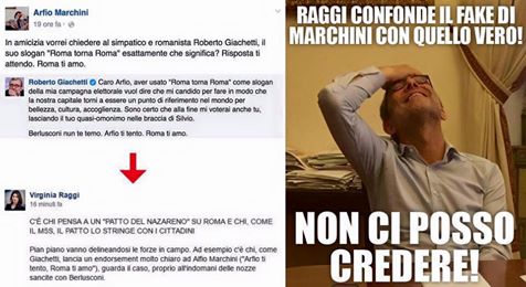 raggi, raggi giachetti, raggi gaffe facebook