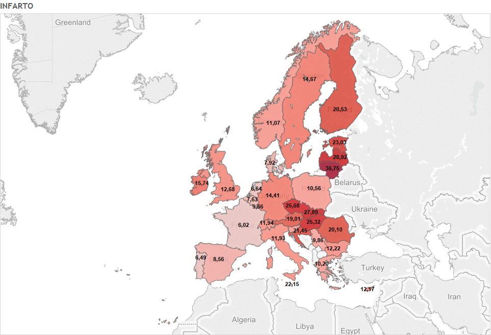INFARTO e ictus, mappa dell'Europa