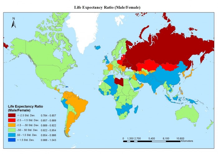 aspettativa di vita, mappa del mondo