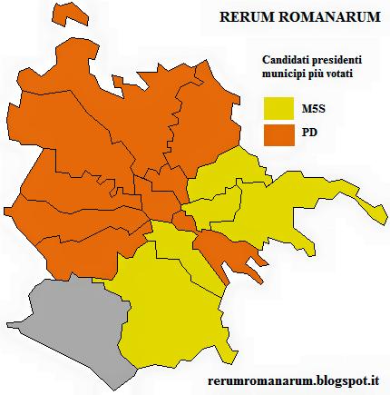 comunali roma, mappa vincitori municipi