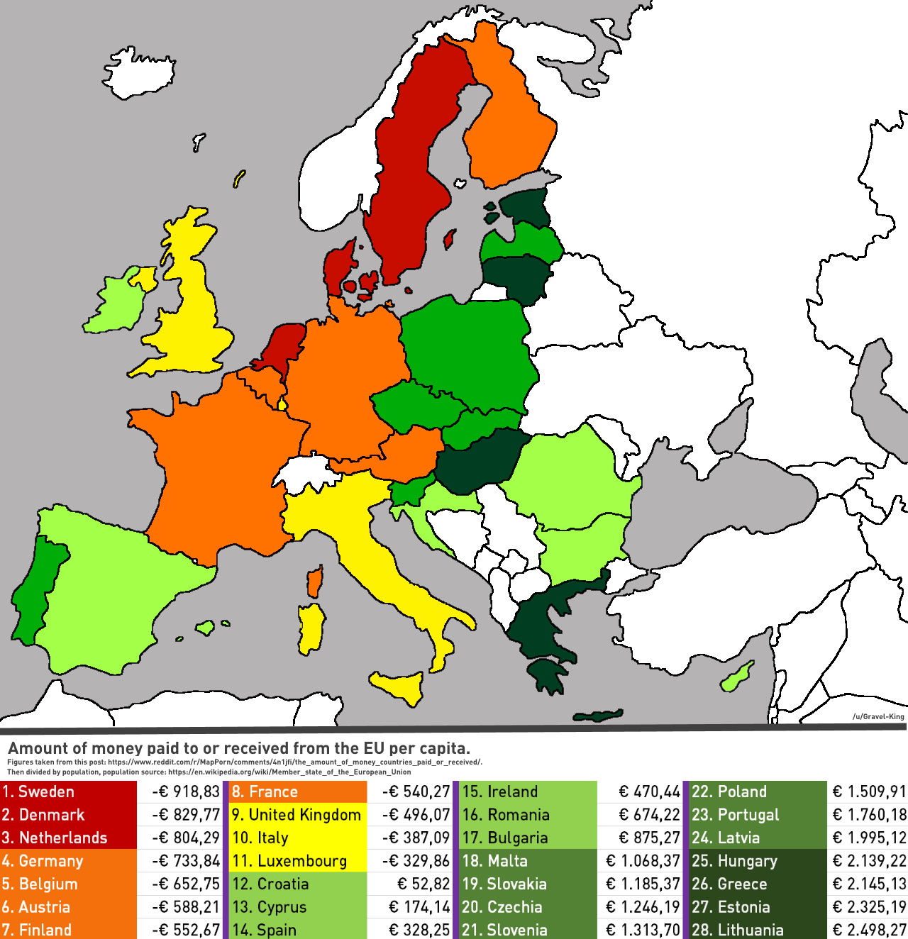 Finanziamenti europei, mappa dell'Europa