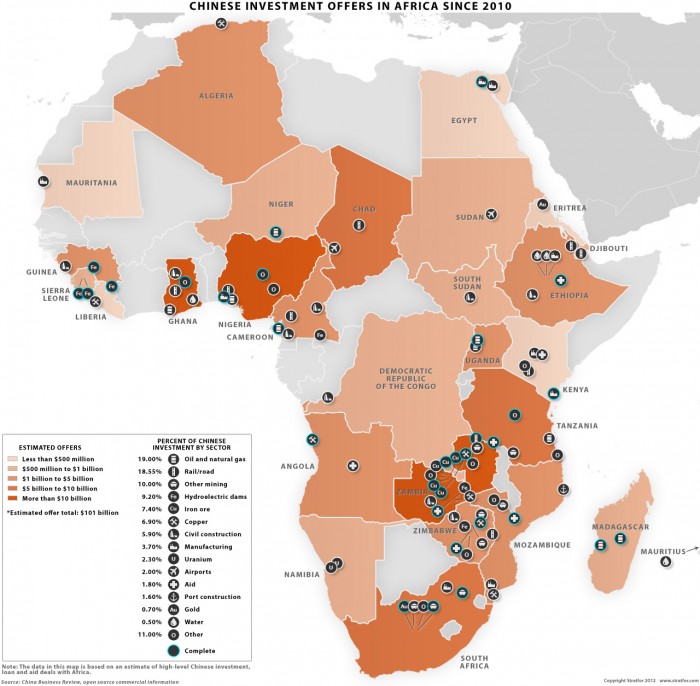 Cinesi in Africa, mappa dell'Africa