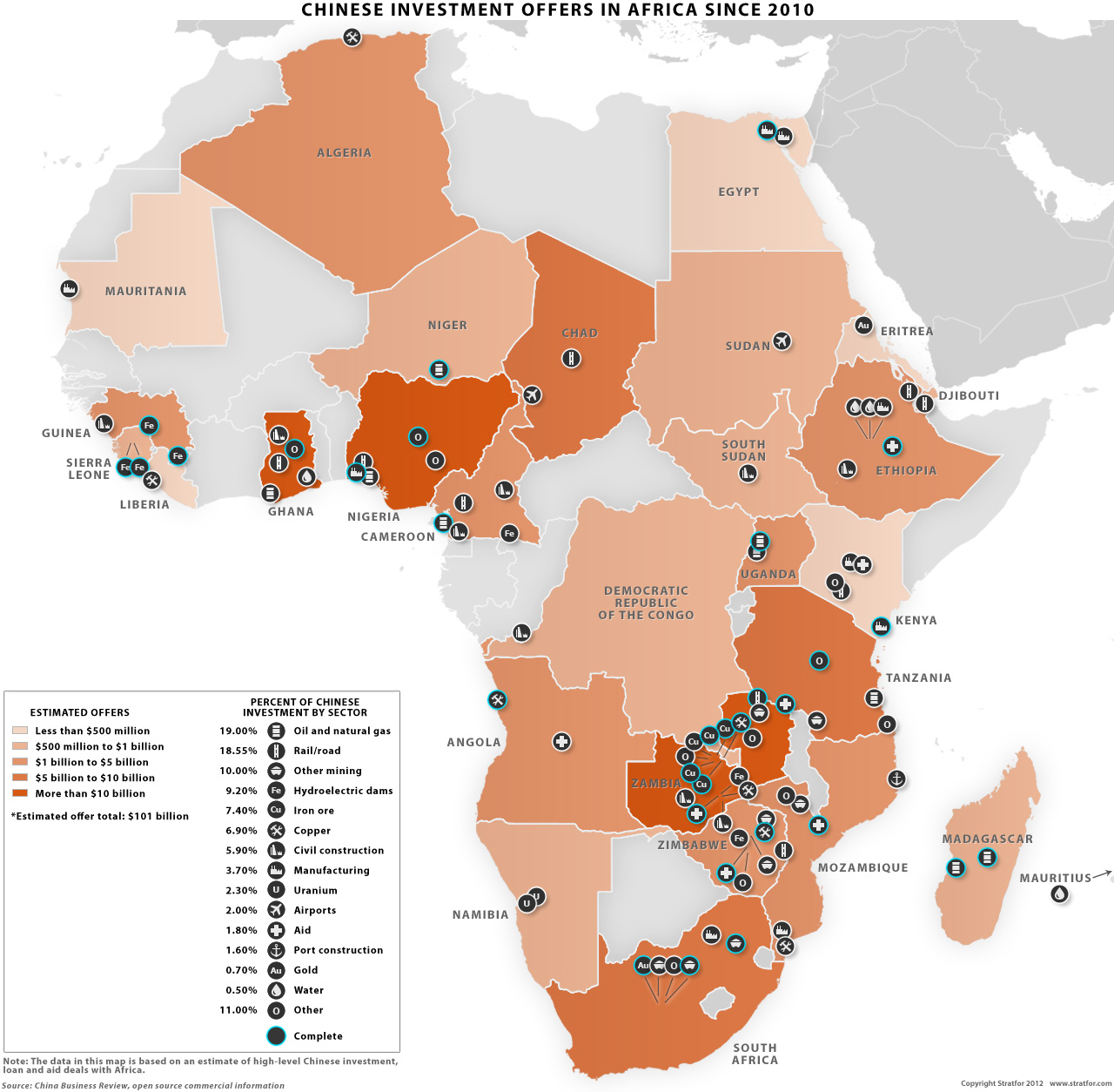 Cinesi in Africa, mappa dell'Africa