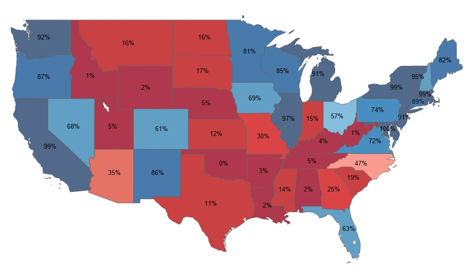 presidenziali USA, mappa degli USA