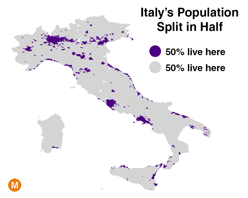Mappa dell'Italia, cartina della penisola italiana