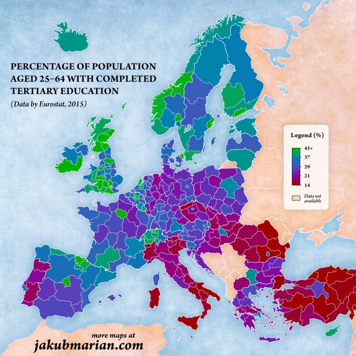 quanti sono i laureati, mappa dell'Europa