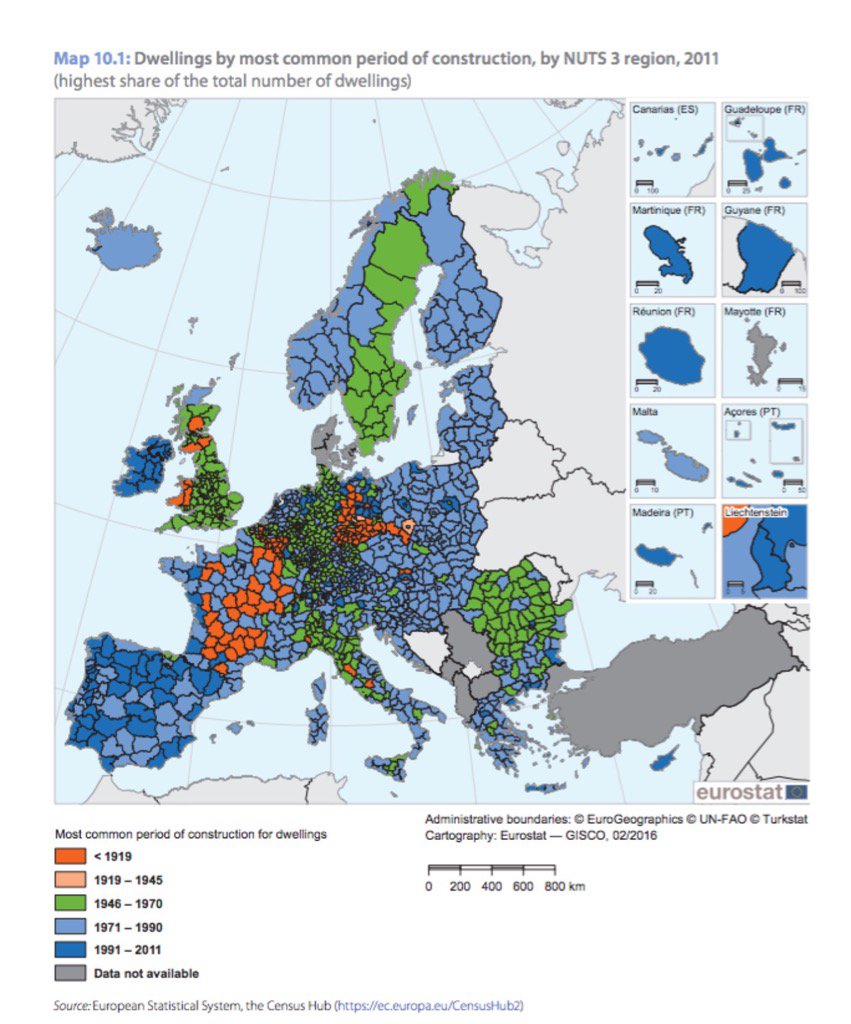 case piu vecchie, mappa dell'Europa con vari colori