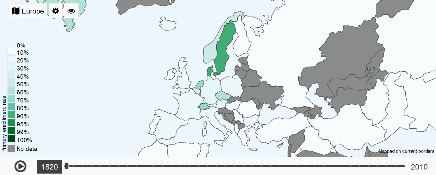 frequenza scolastica, mappa d'Europa