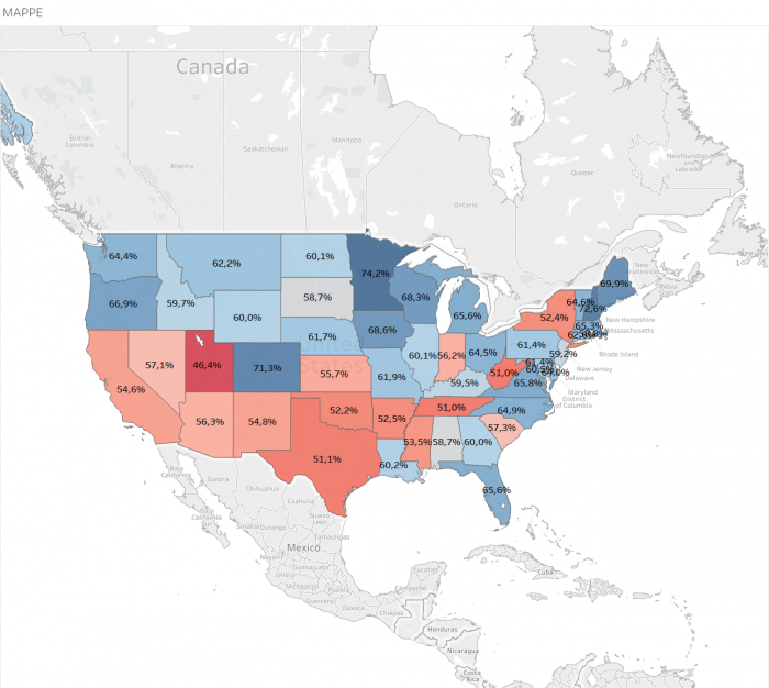 elezioni usa, mappe con colori rosso e blu