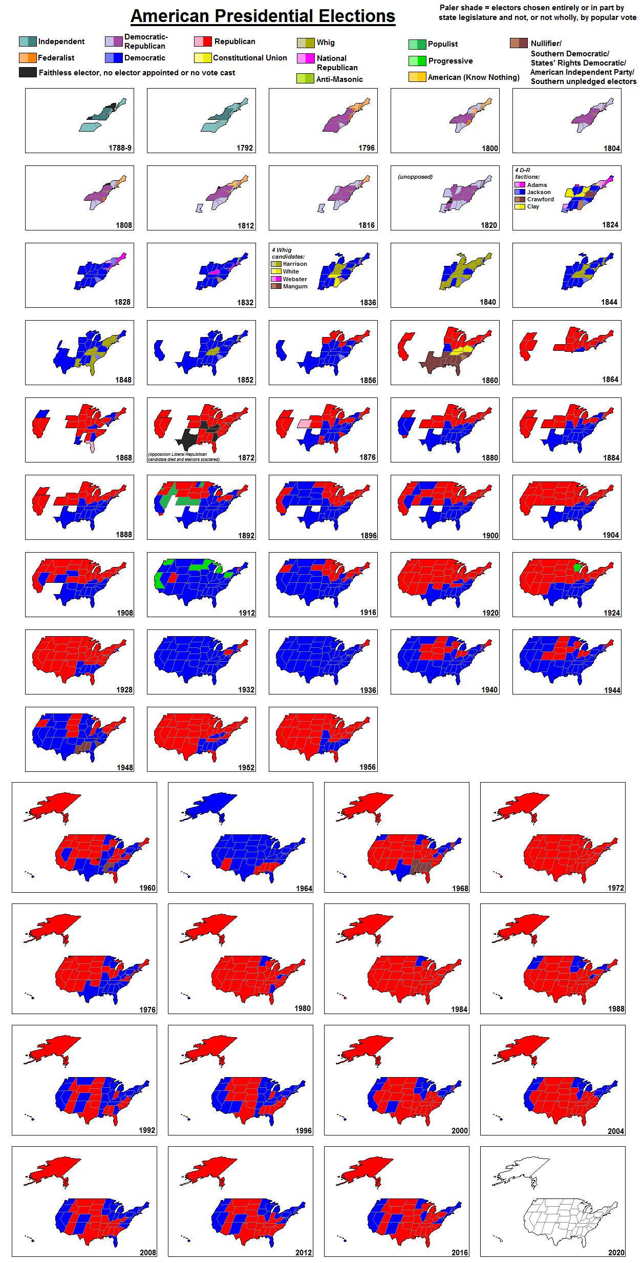 elezioni usa , le mappe elettorali in rosso e blu degli USA