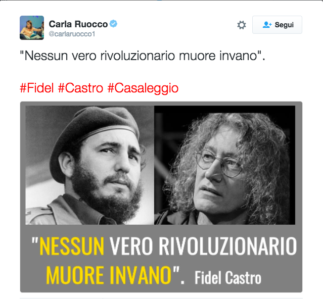 Ruocco paragona Castro a Casaleggio