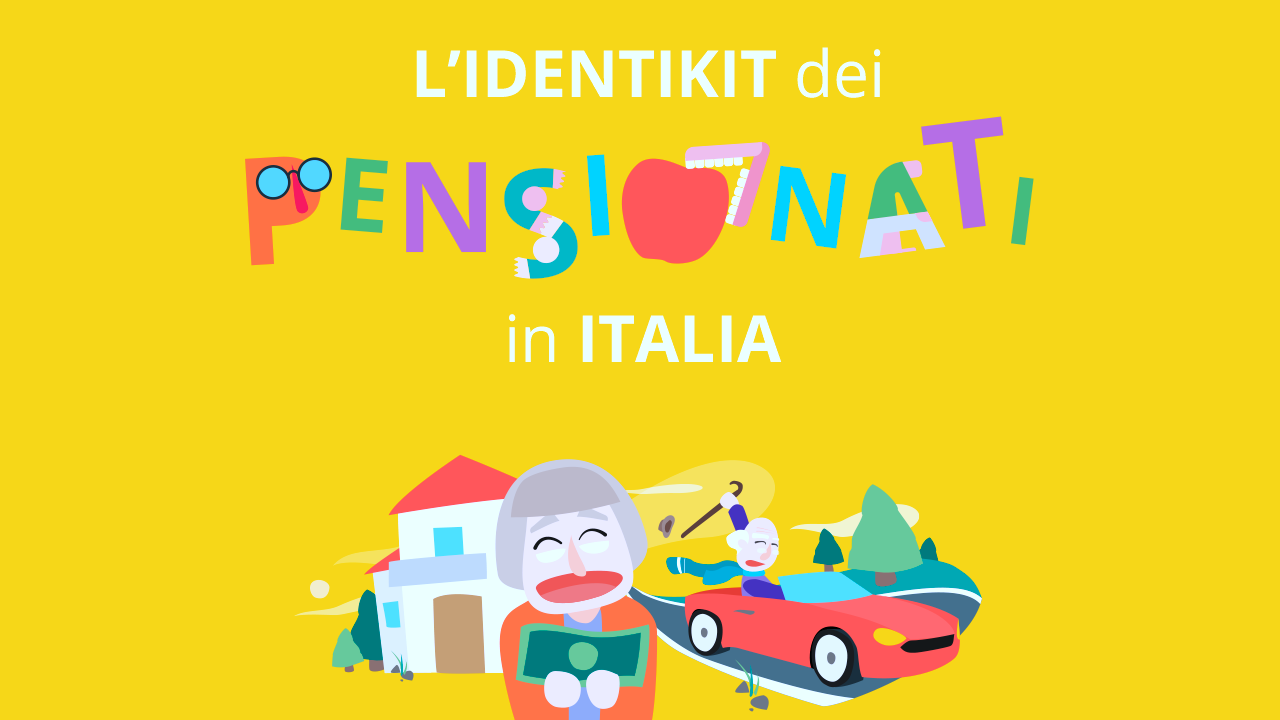 pensioni in Italia, infografica con disegni e cartoon colorati