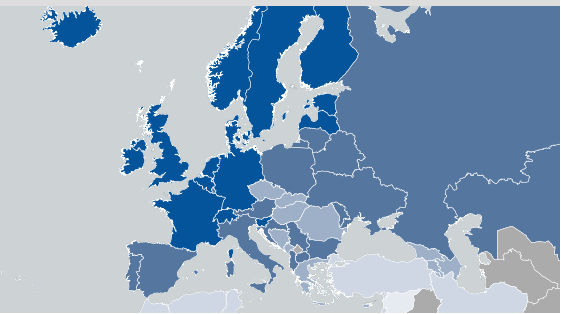 gender gap, mappa colorata dell'Europa