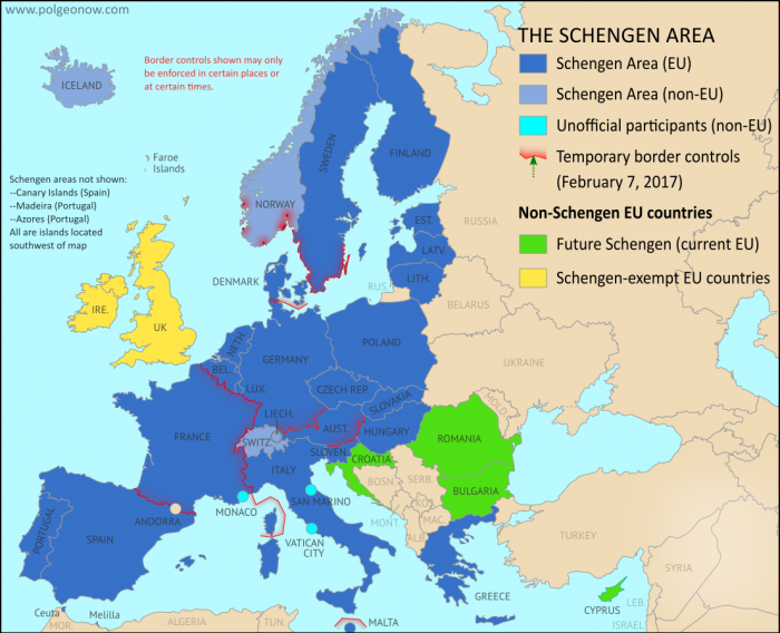 mappa schengen, mappa unione europea