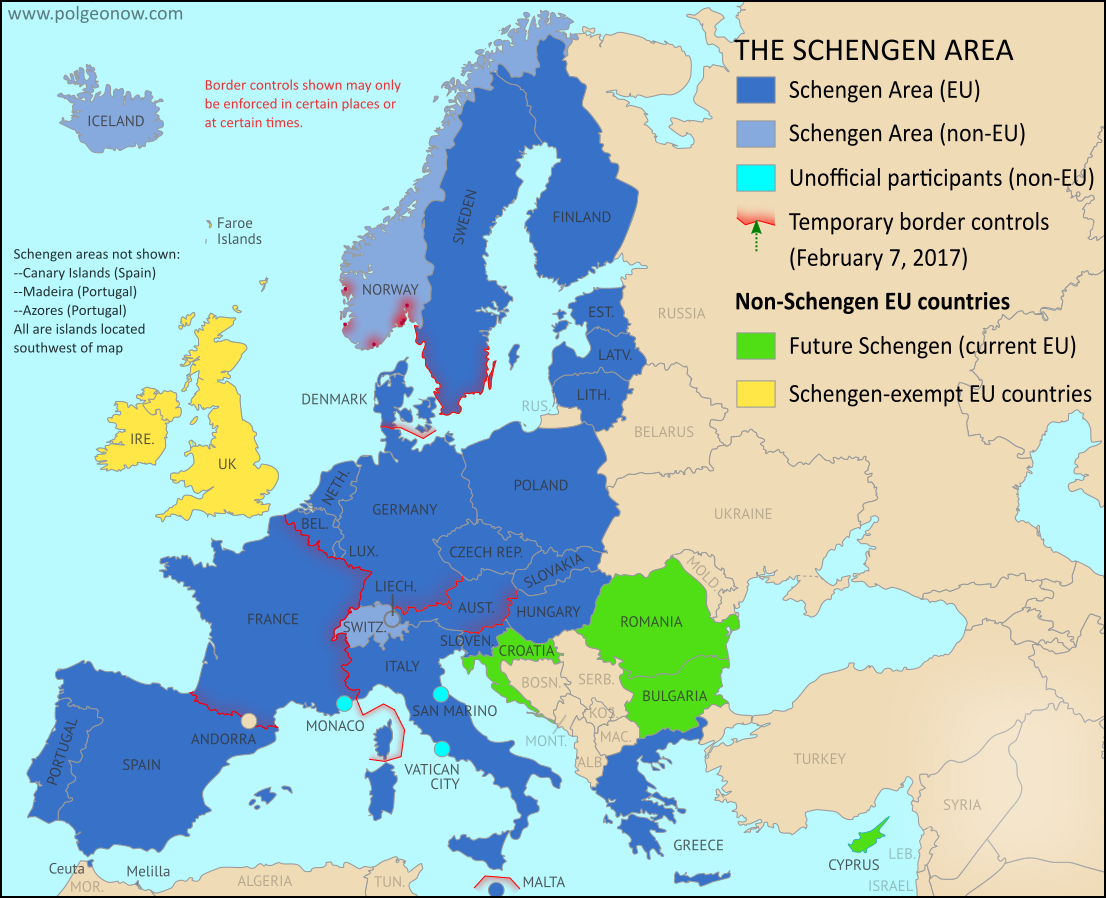 mappa schengen, mappa unione europea