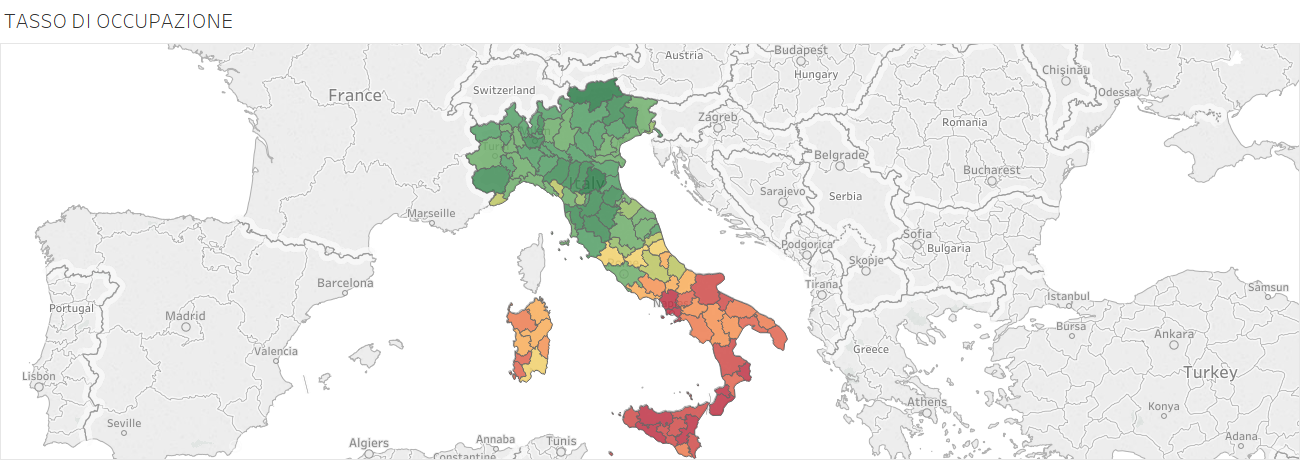 TASSO DI OCCUPAZIONE, mappa dell'Italia