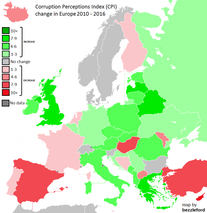 mappe , Europa colorata in diversi colori