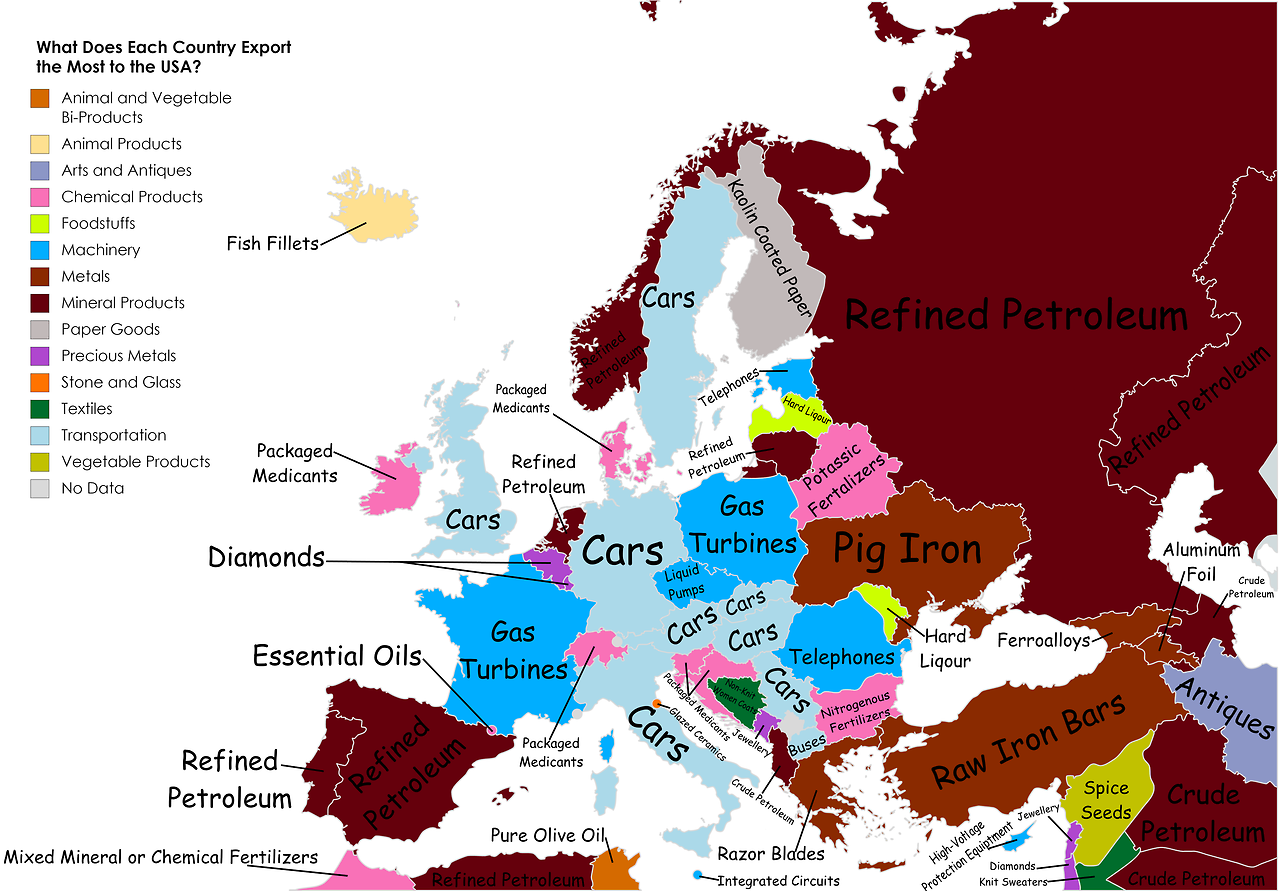 mappe importazioni stati uniti