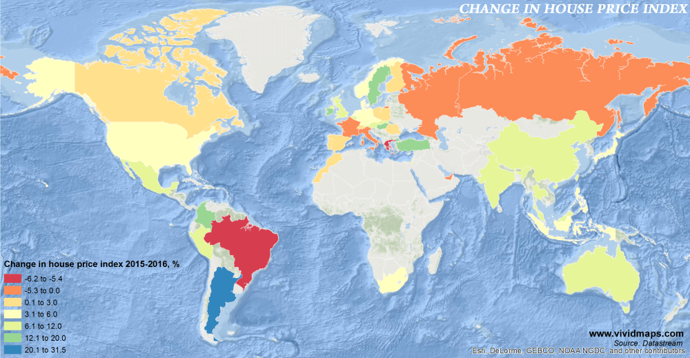 prezzi delle case, mappa del mondo