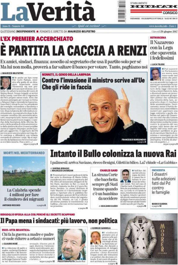 Prima pagina 29 giugno 2017