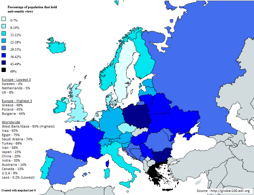 antisemitismo, mappa europea