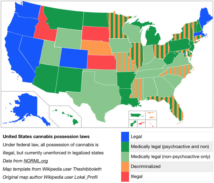 mappe legalizzazione cannabis stati uniti