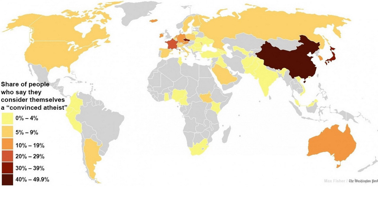 mappe religione ateismo