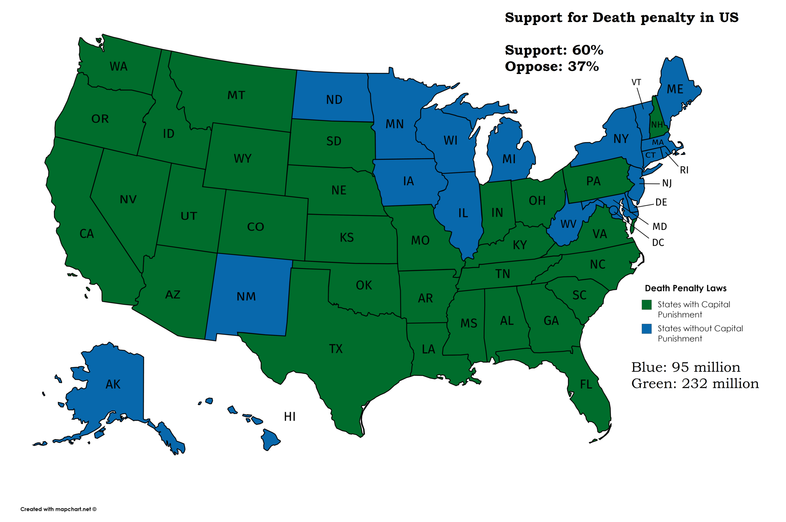 mappe stati uniti pena di morte