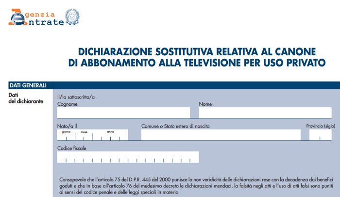 Canone Rai 2018, esenzione: ecco il modello in PDF