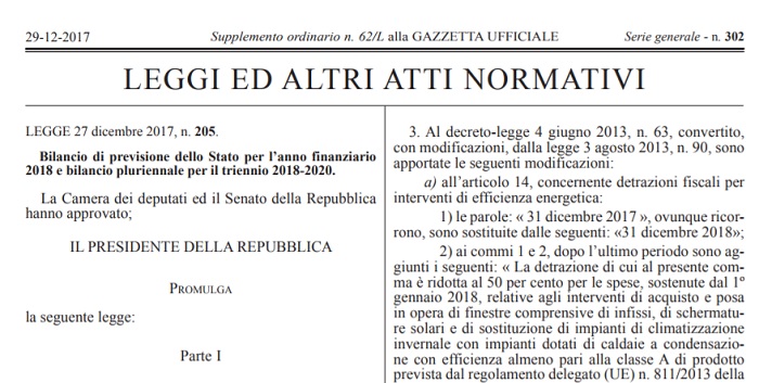 Legge di Bilancio 2018 in Gazzetta Ufficiale pdf