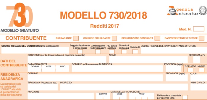 Modello 730 2018: istruzioni in pdf online scaricabile