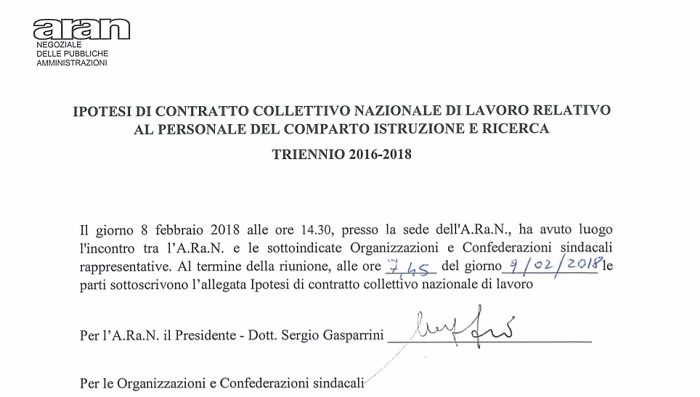 Rinnovo contratto scuola: aumento e sanzioni, il pdf definitivo