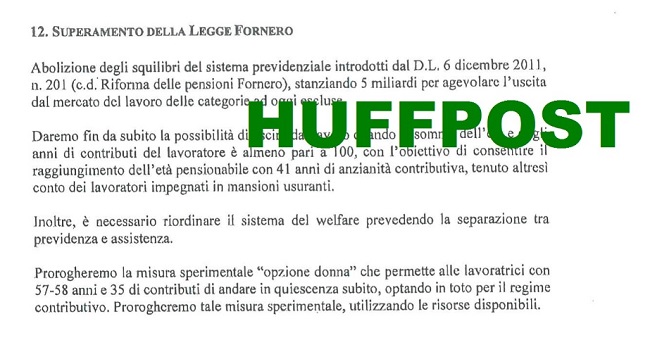 Pensioni notizie oggi contratto Governo M5S-Lega, chiesti 5 miliardi