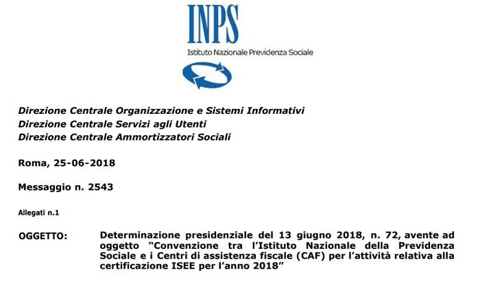 Isee 2018 Inps convenzioni al via