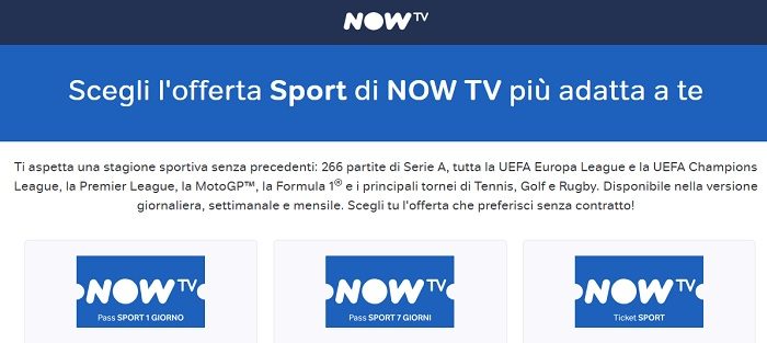 iOfferte Now TV Calcio Serie A e Champions League